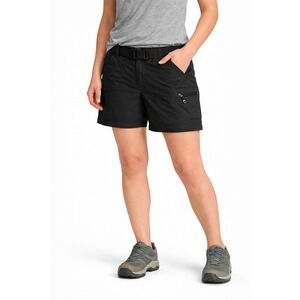 COLUMBIA Women's Cargo Hiking Shorts Size Small Black Nylon Outdoor‎ Utility